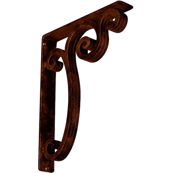 Ekena Millwork Avery Wrought Iron Bracket, (Triple center brace), Antiqued Copper 2"W x 12"D x 15"H BKTM02X12X15TAVACO - main